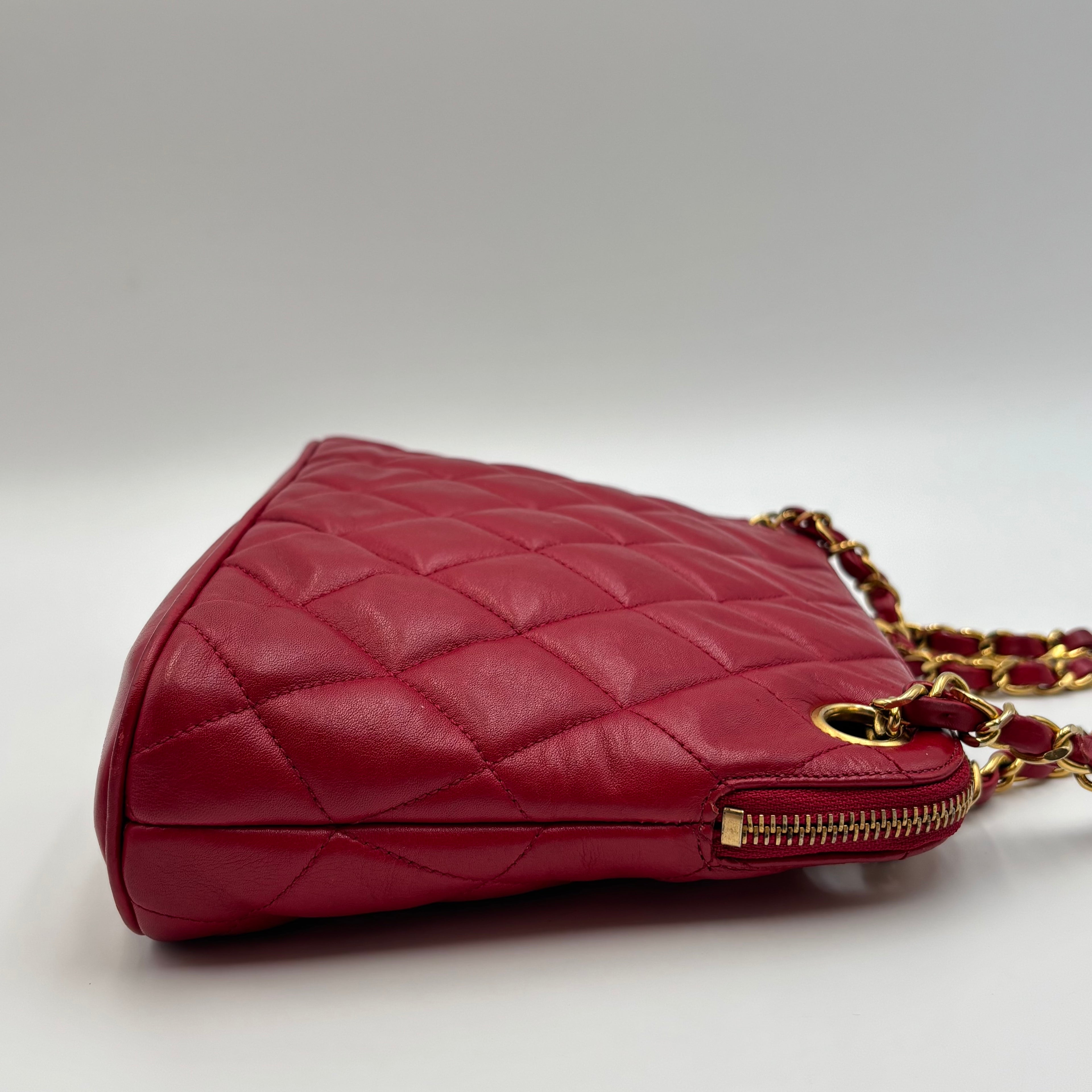 Chanel Vintage Rue Cambon Medallion Quilted Red Leather Shoulder Bag