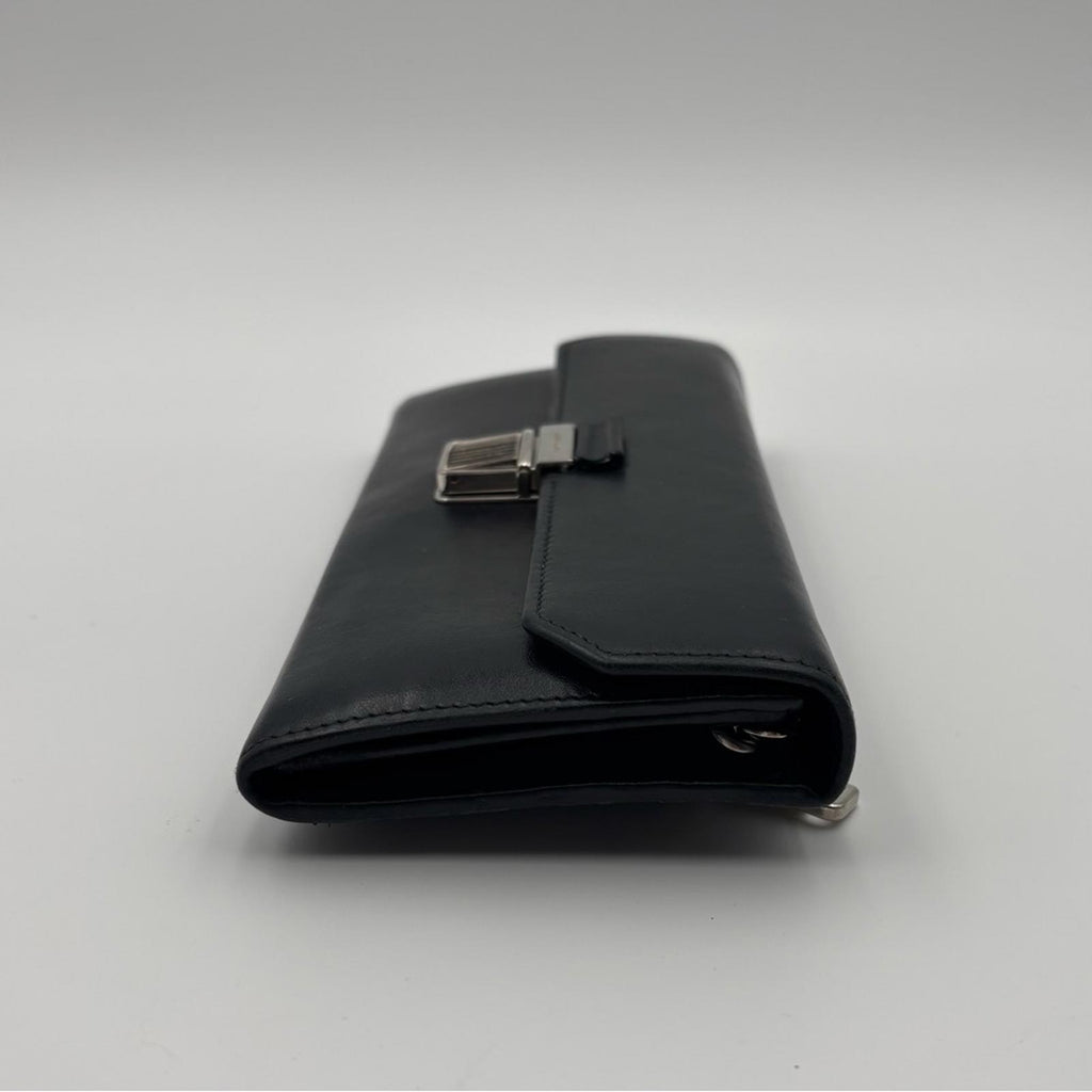 Miu Miu Black Leather Wallet On Chain Crossbody Shoulder Bag