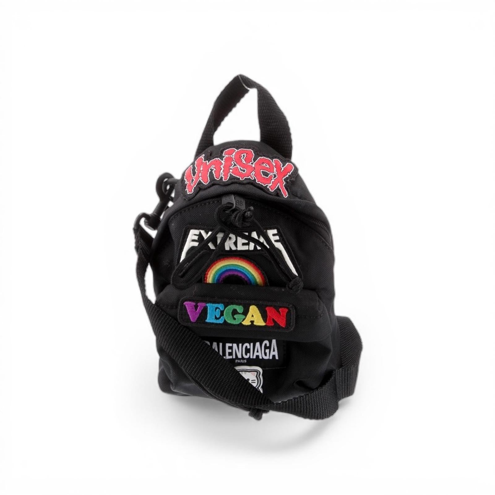 Balenciaga Mini Explorer Backpack Crossbody Black Nylon Patches