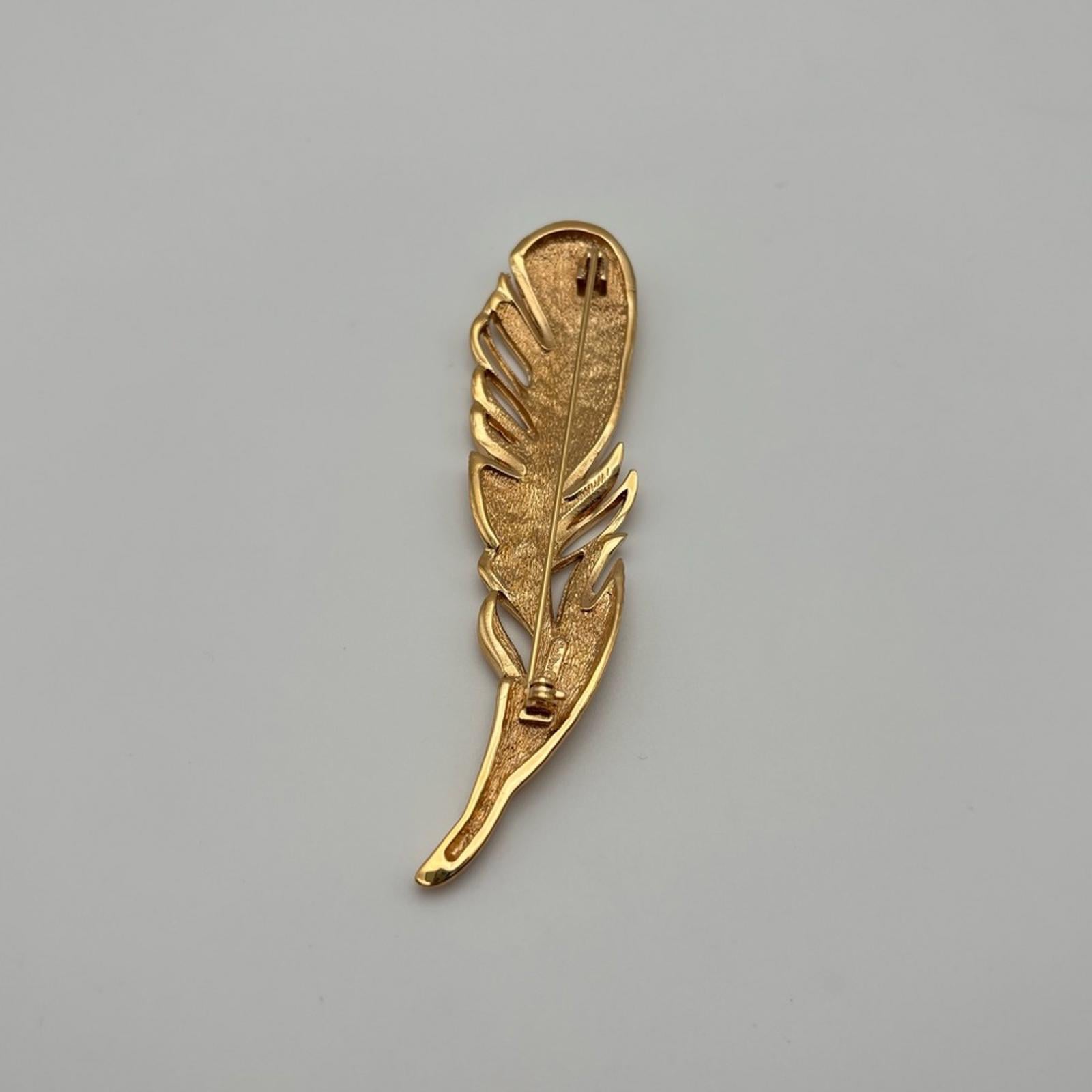 Christian Dior Vintage Gold Feather Brooch | 1980s