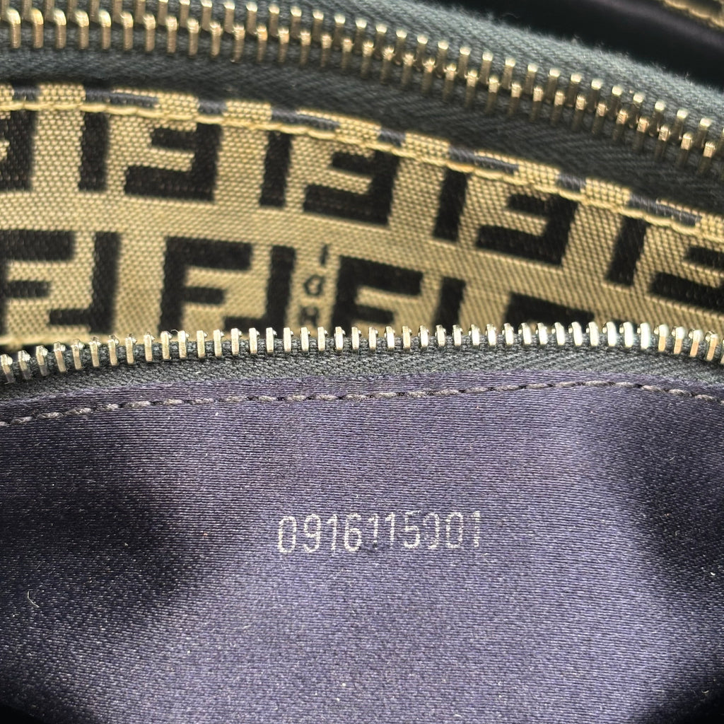 Fendi Zucca FF Monogram Canvas Shoulder Bag in Navy Blue 2000s