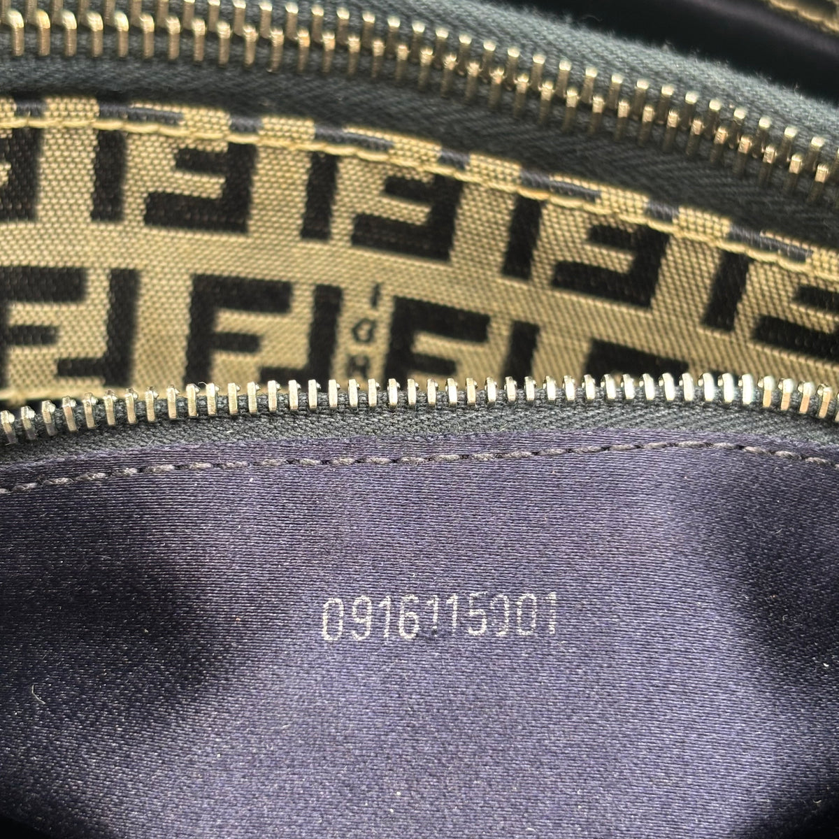 Fendi Zucca FF Monogram Canvas Shoulder Bag in Navy Blue 2000s