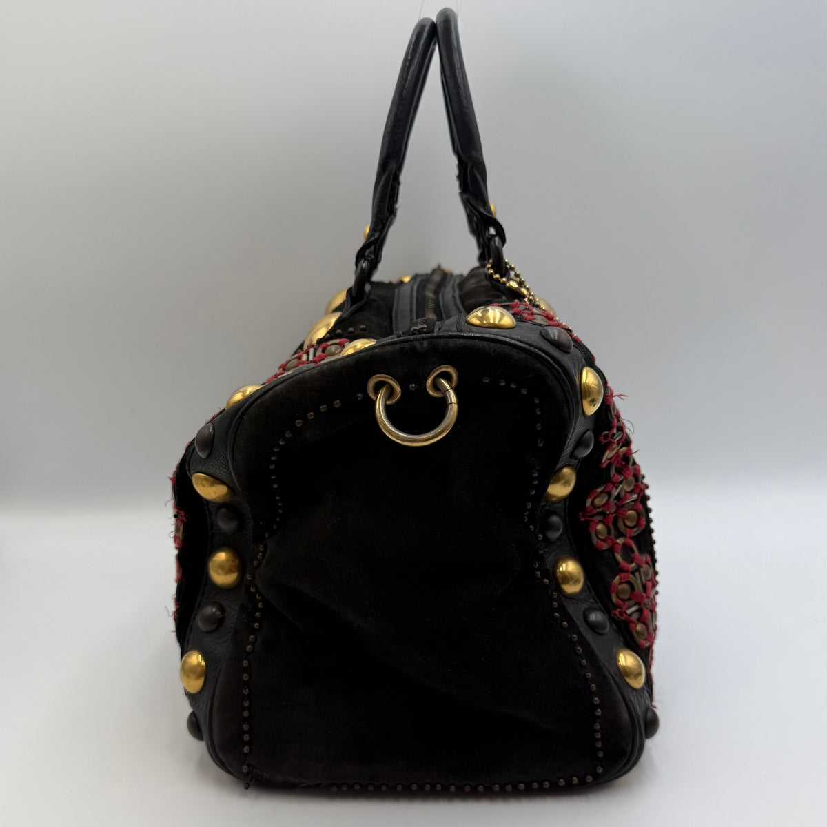 Gucci Babouska Embellished Black Suede Boston Bag by Frida Giannini – circa 2008
