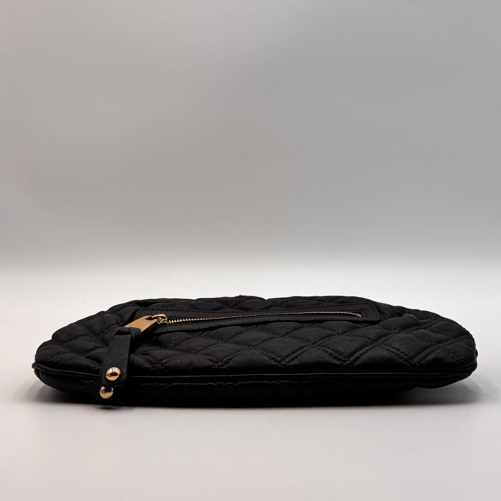 Marc Jacobs 2008 Stam Quilted Leather Frame Bag Black Gold Chain Strap