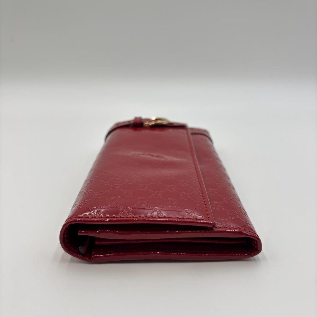 Gucci Red Micro Guccissima Patent Leather Continental Wallet