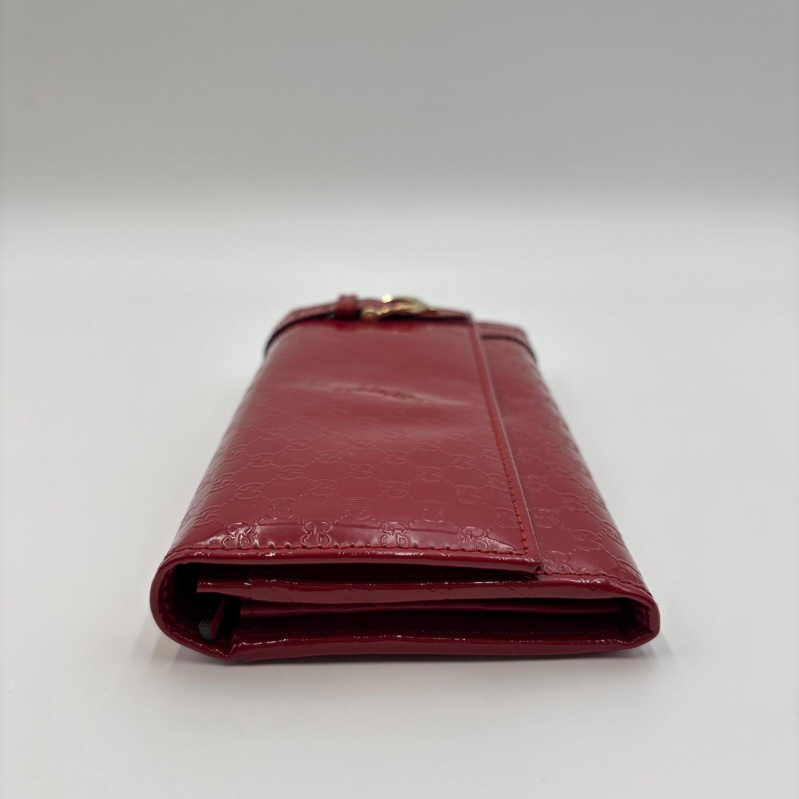 Gucci Red Micro Guccissima Patent Leather Continental Wallet