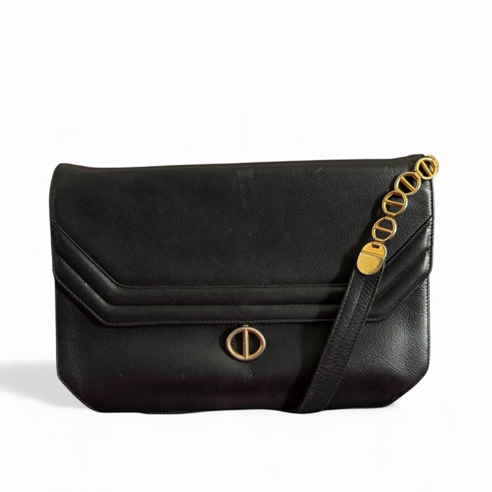 CHRISTIAN DIOR BLACK LEATHER CROSSBODY BAG