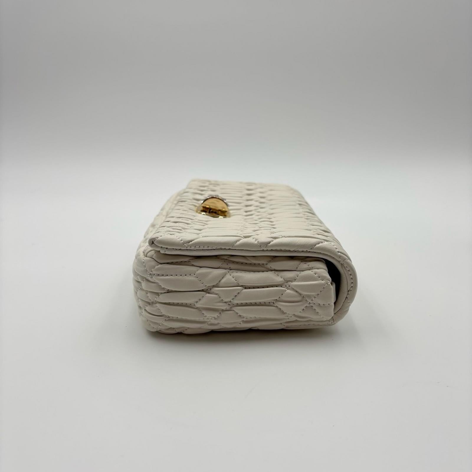 Miu Miu Matelassé Leather Shoulder Bag – Ivory / Gold Hardware