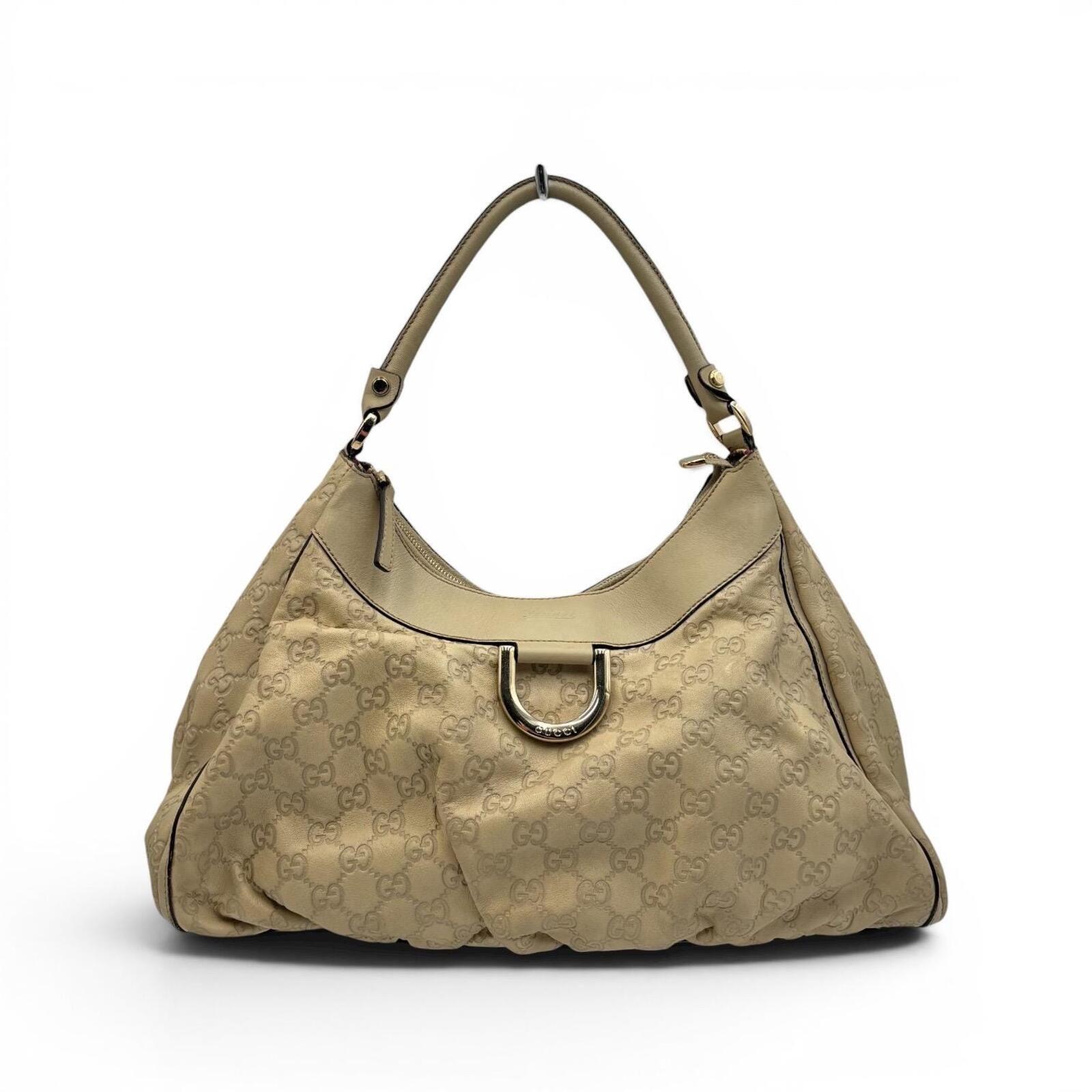 Gucci Guccissima D-Ring Hobo Bag – Ivory Leather With Detachable Strap