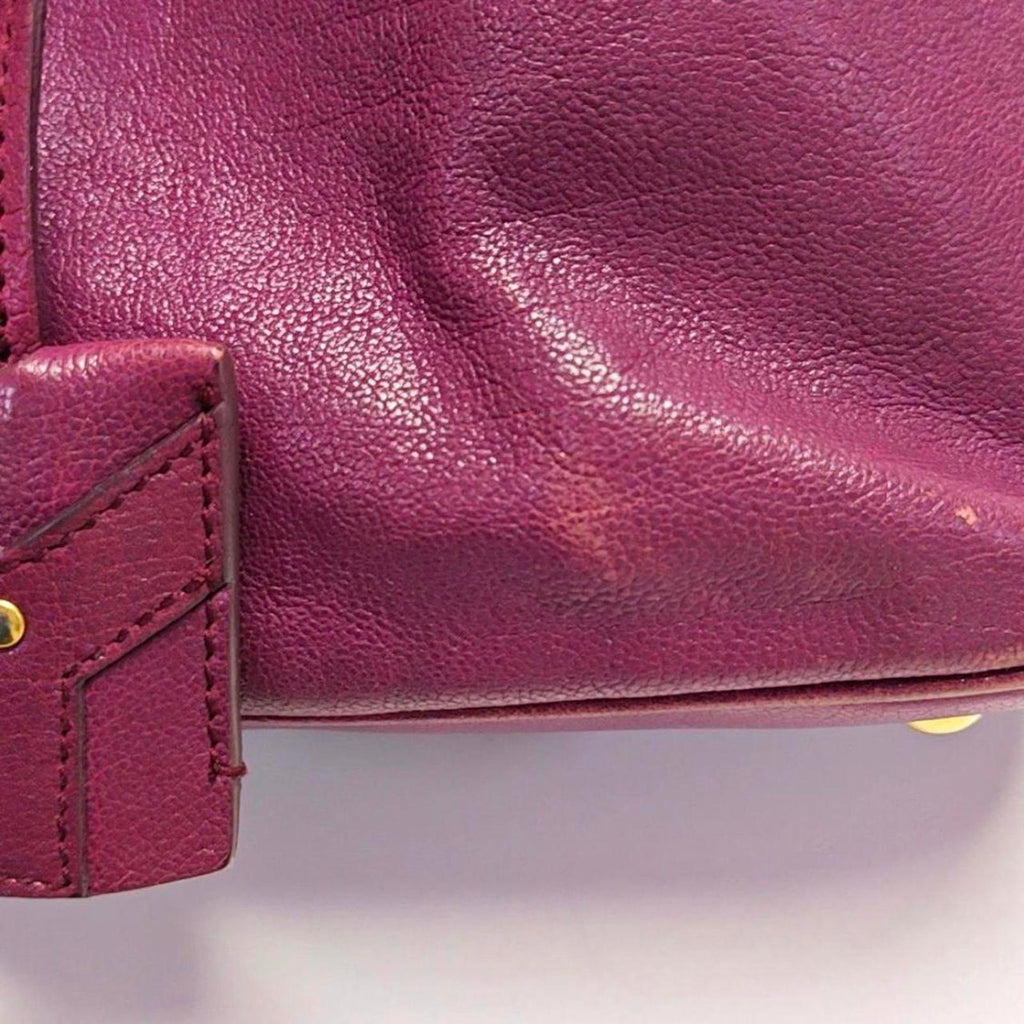 Yves Saint Laurent Muse Leather Bowler Bag Magenta Gold Hardware