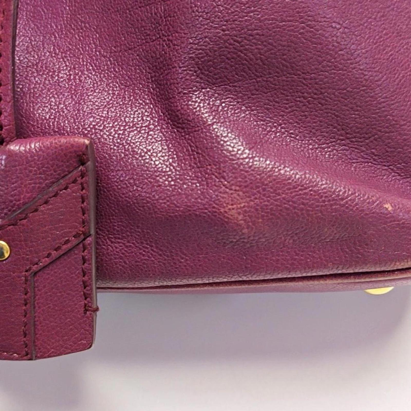 Yves Saint Laurent Muse Leather Bowler Bag Magenta Gold Hardware