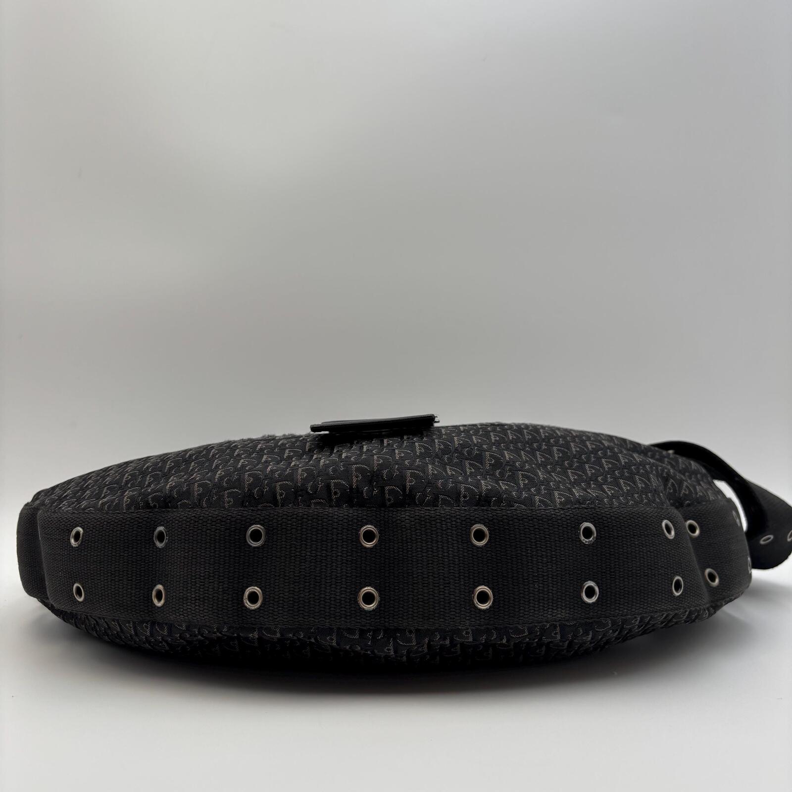 Christian Dior Vintage Black Diorissimo Monogram Saddle Messenger Shoulder Bag