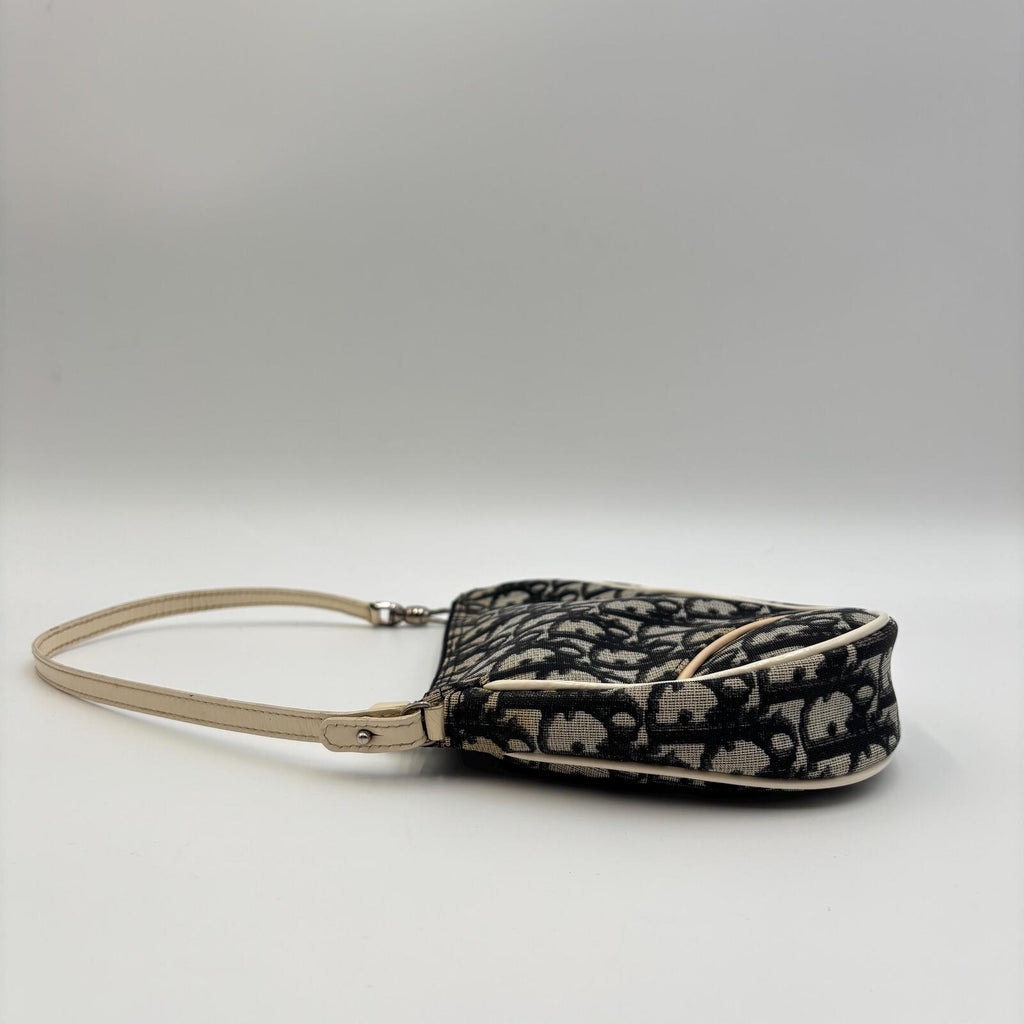 Christian Dior Trotter Saddle Pochette Shoulder Bag Navy Beige