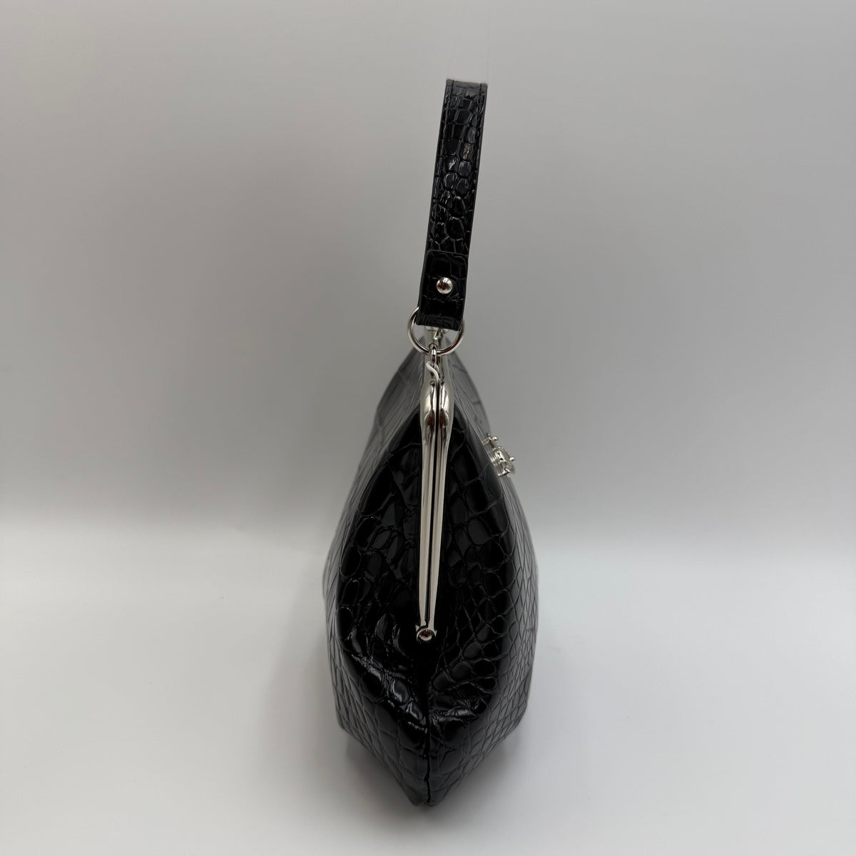 Vivienne Westwood Black Croc-Embossed Granny Frame Bag