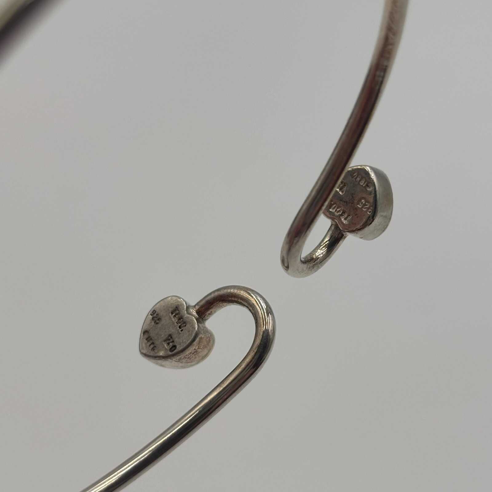 Tiffany and Co. Hook and Eye Heart Bangle Bracelet Sterling Silver 925 18K Gold