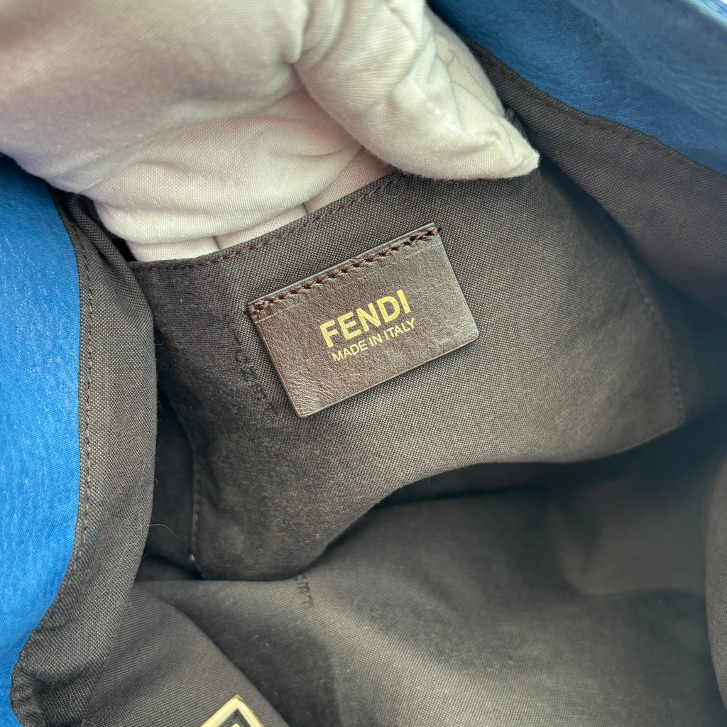 Fendi Blue Leather Forever Large Tote Shoulder Bag