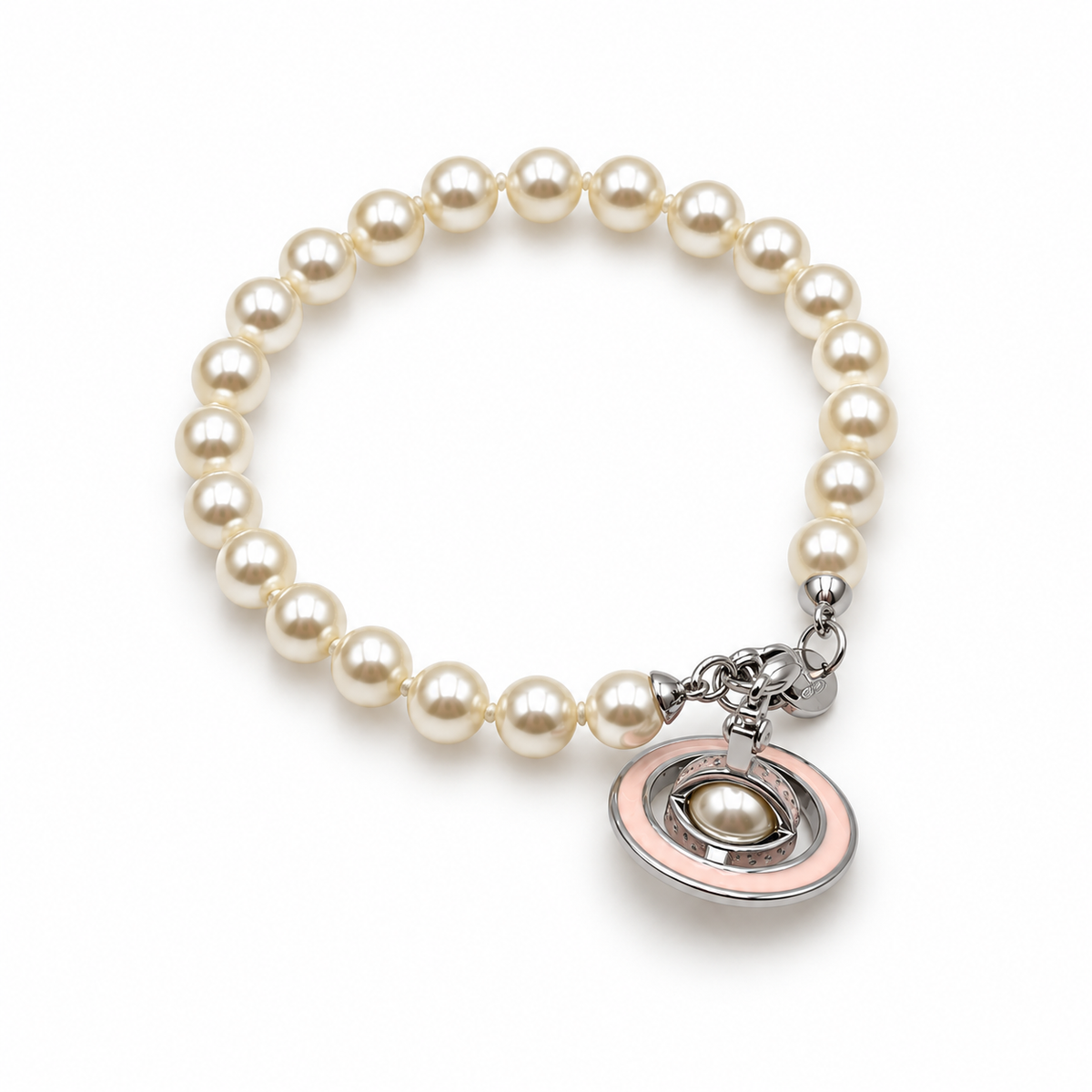 Vivienne Westwood Orb-Plaque Pearl Bracelet in Pink