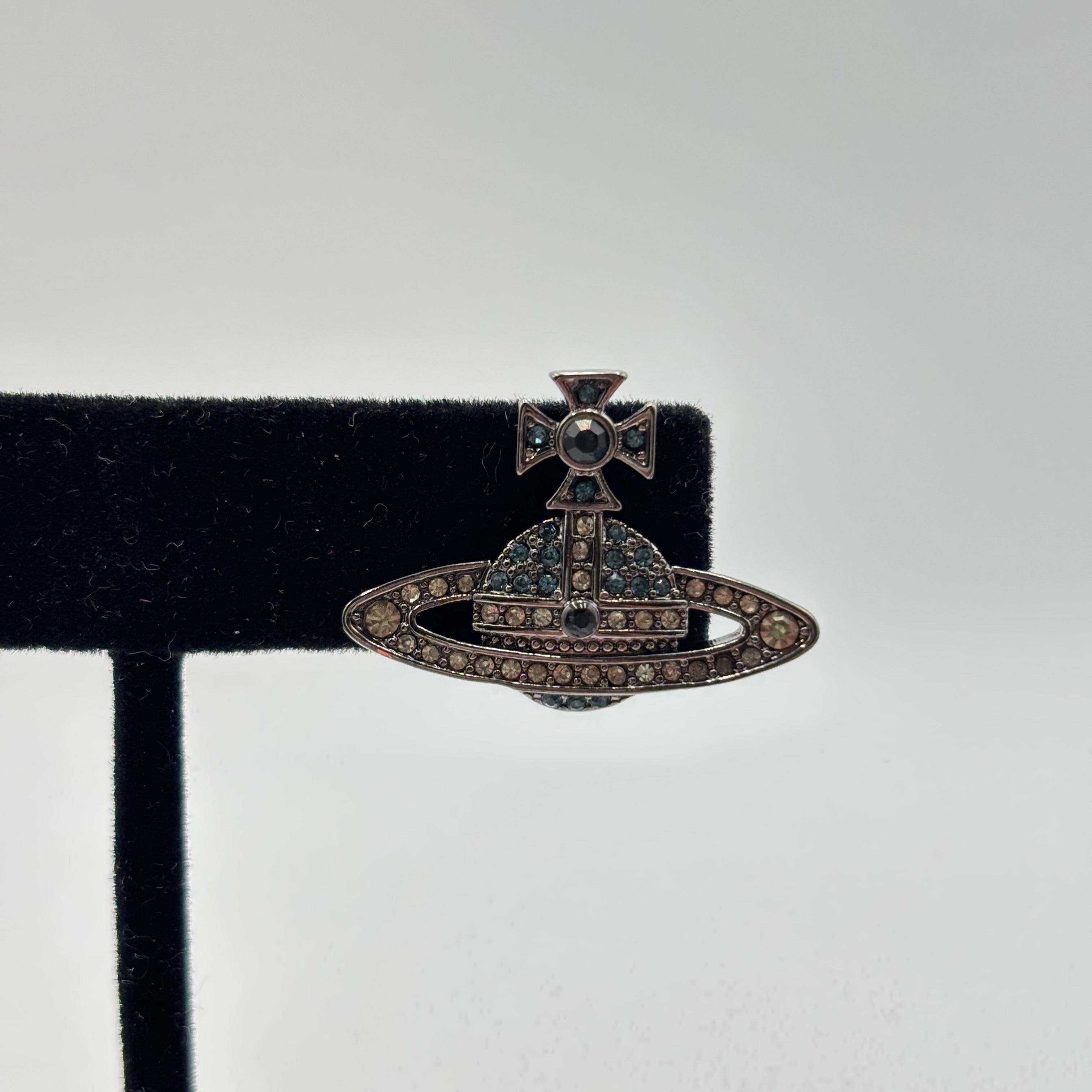 Vivienne Westwood Kika Crystal Orb Stud Earrings – Platinum Aqua