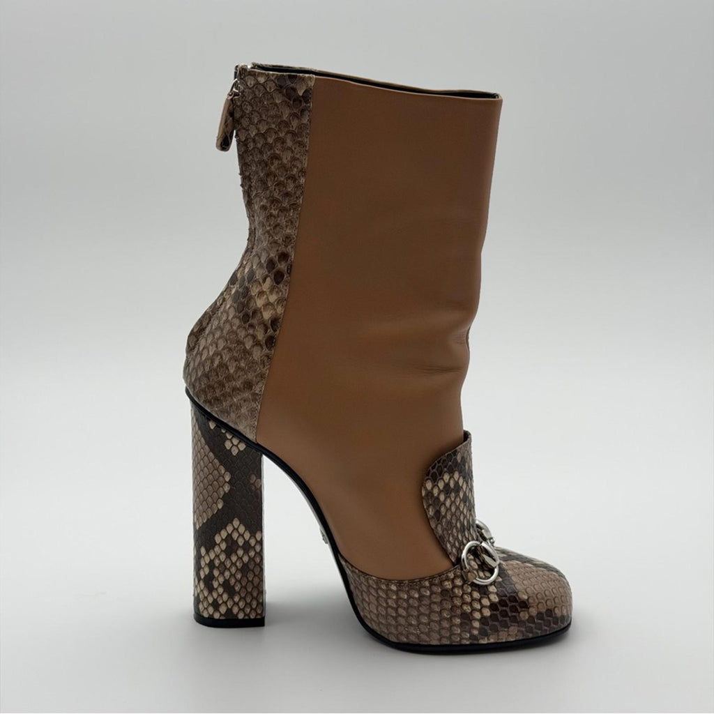 Gucci Python & Leather Ankle Boots – Size 37