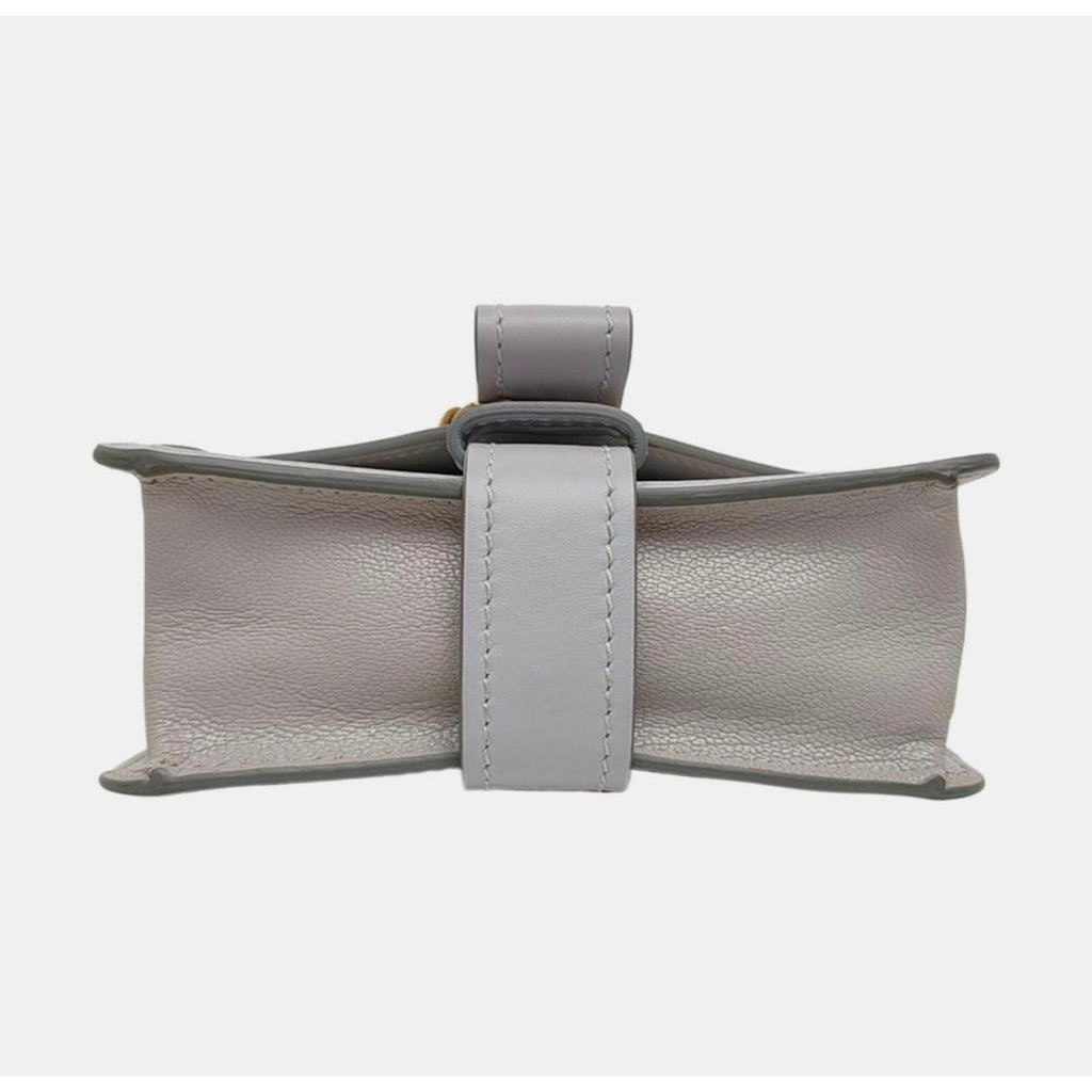 Chloé Aby Mini Chain Leather Shoulder Bag Grey Gold Hardware