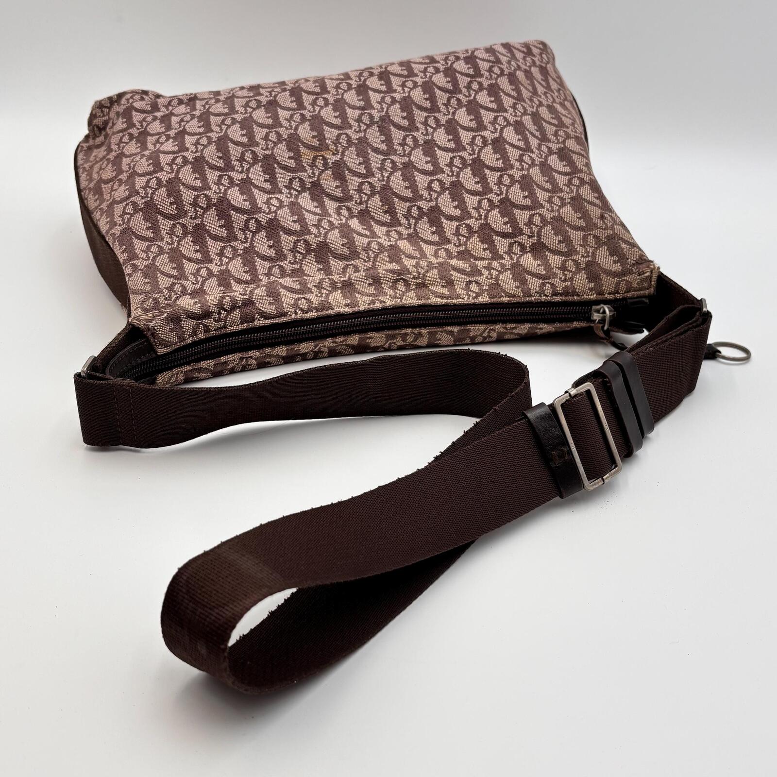 Christian Dior Trotter Canvas Crossbody Messenger Bag Brown Monogram