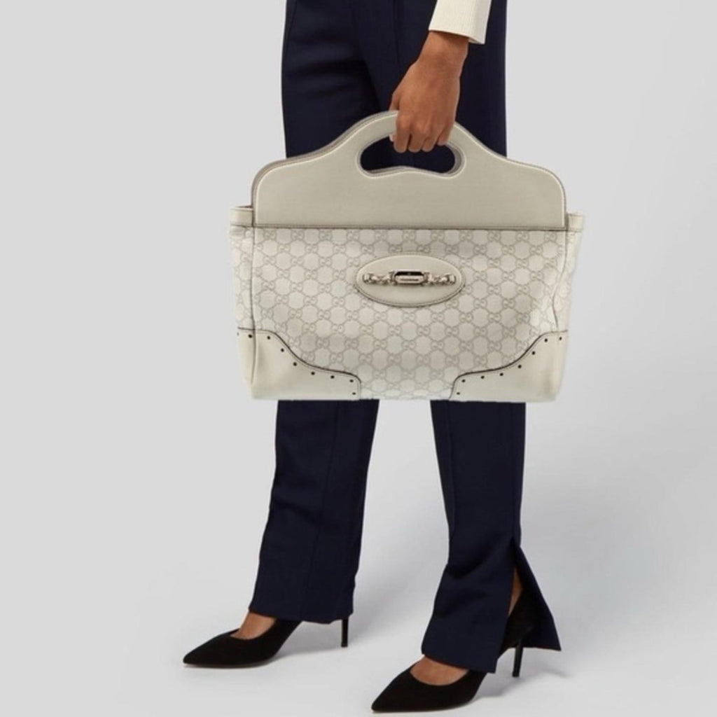 Gucci White Guccissima Punch Tote Bag