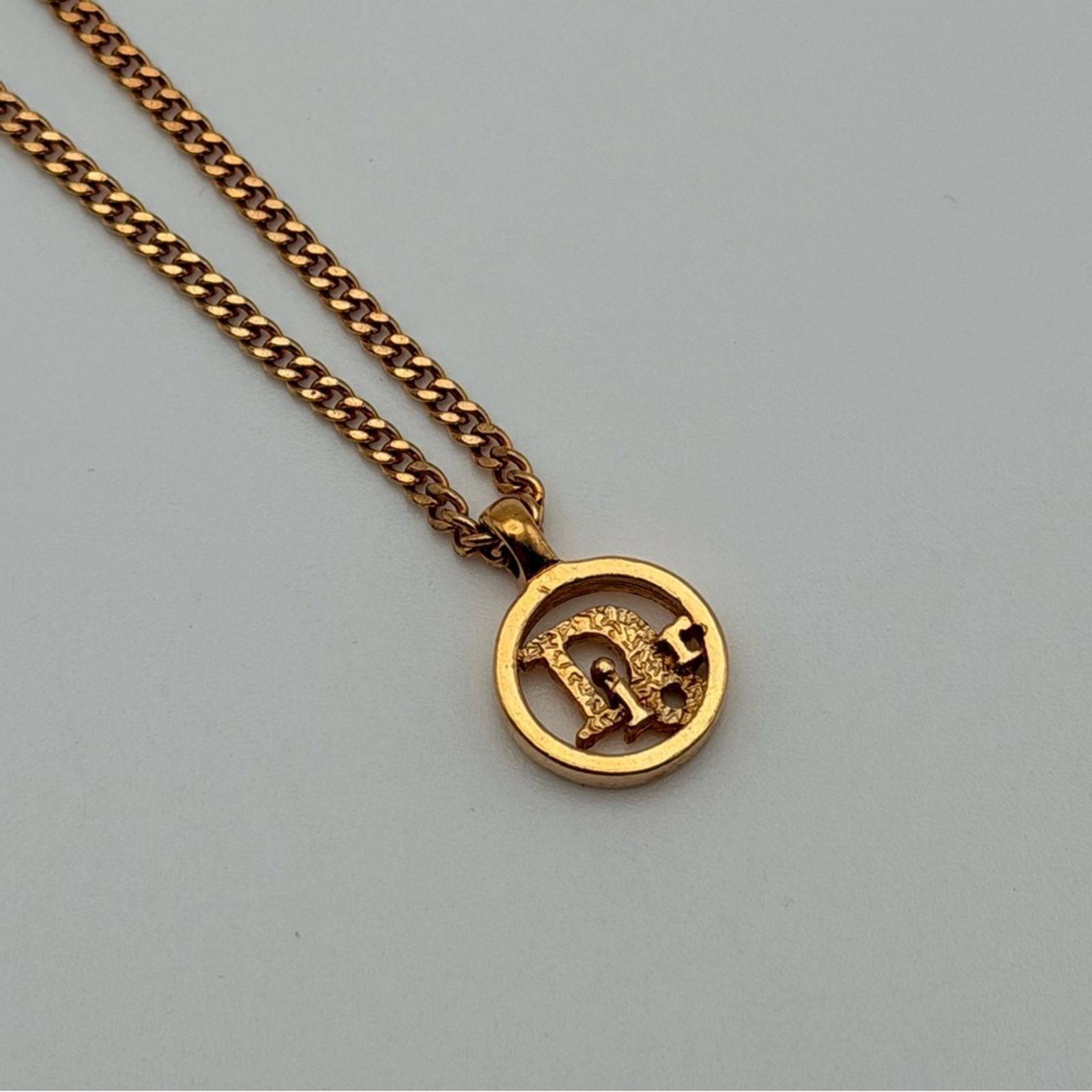 Christian Dior Vintage CD Medallion Necklace Gold