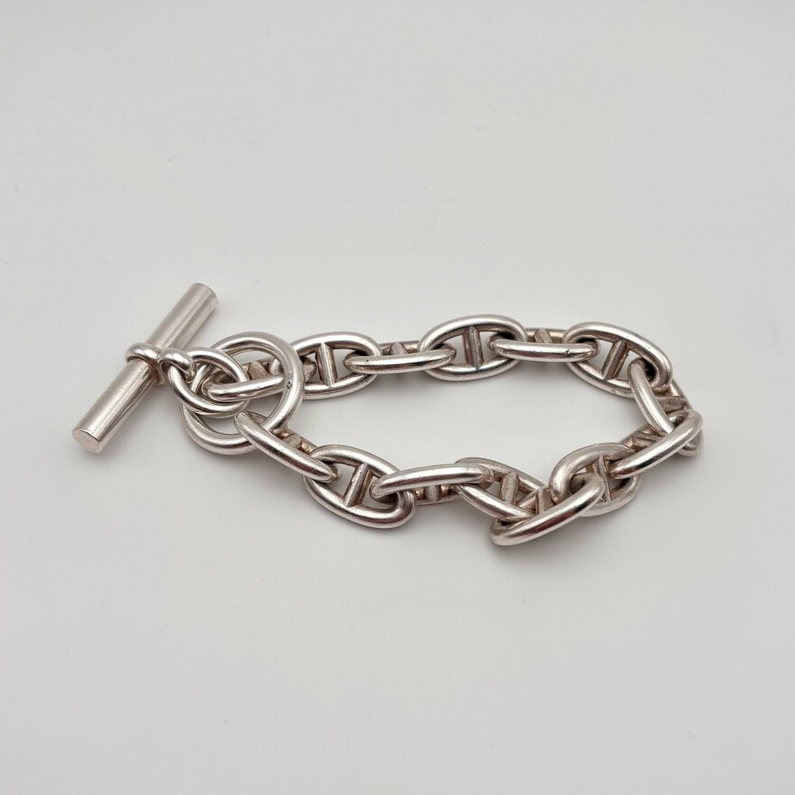 Hermès Chaine D’Ancre GM Sterling Silver Toggle Bracelet 925