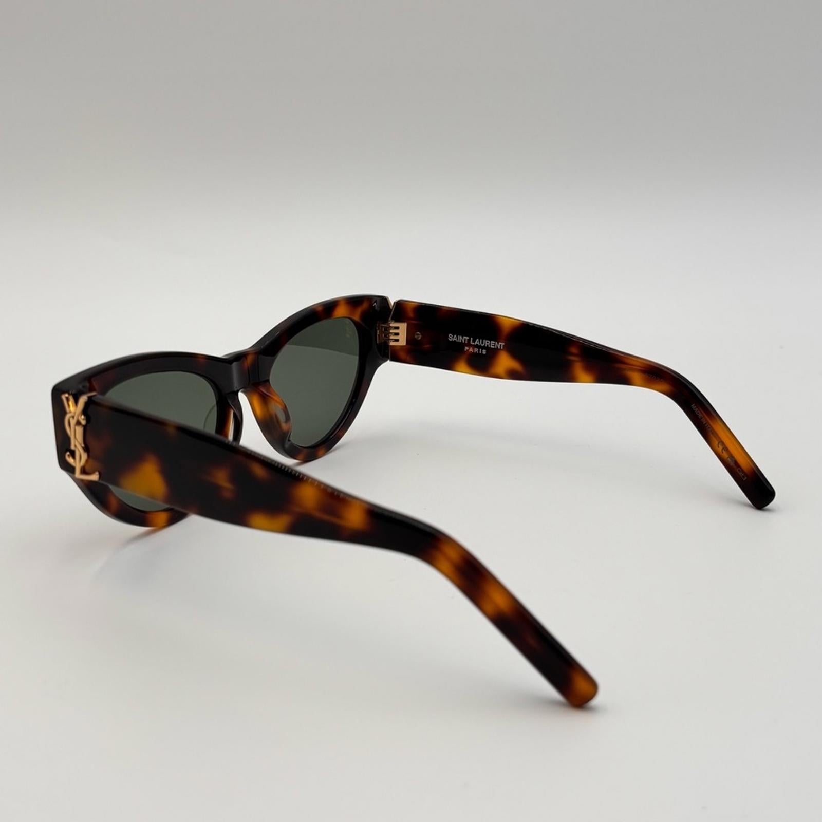 Saint Laurent YSL Cat Eye Tortoiseshell Sunglasses Gold Logo