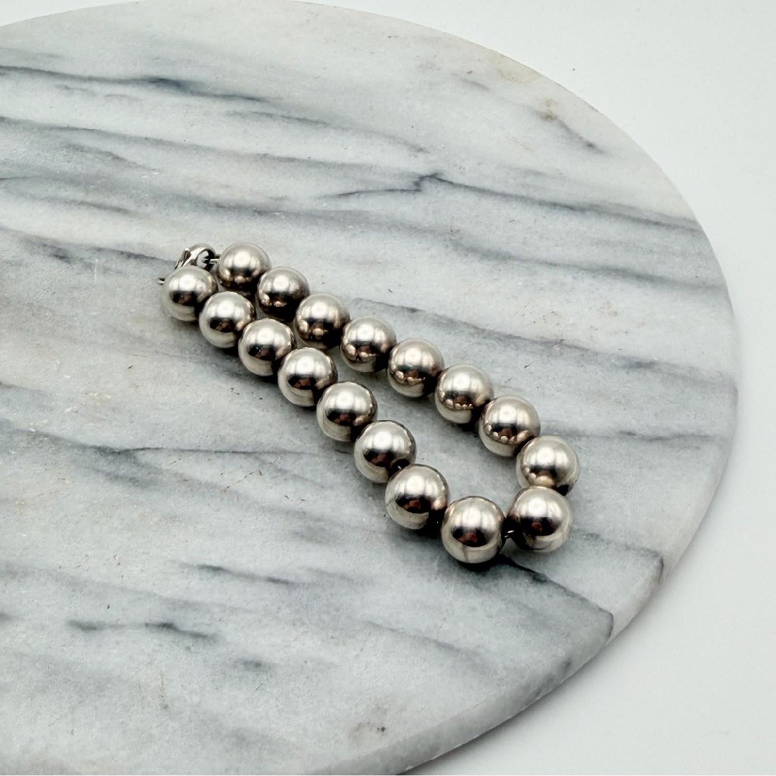 TIFFANY & CO 925 STERLING SILVER BALL BEAD BRACELET SILVER