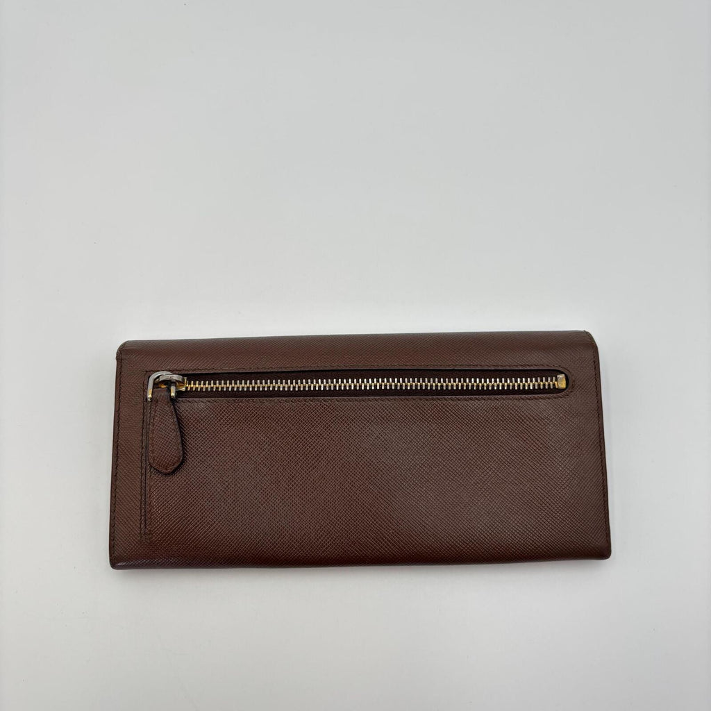 Prada Saffiano Leather Continental Wallet Brown