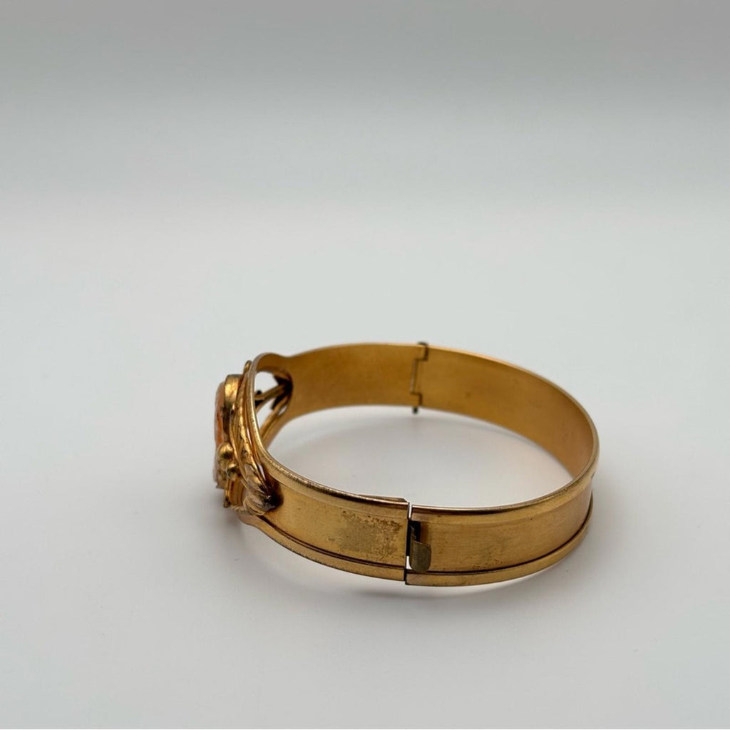 Vintage Gold-Tone Cameo Bangle Bracelet