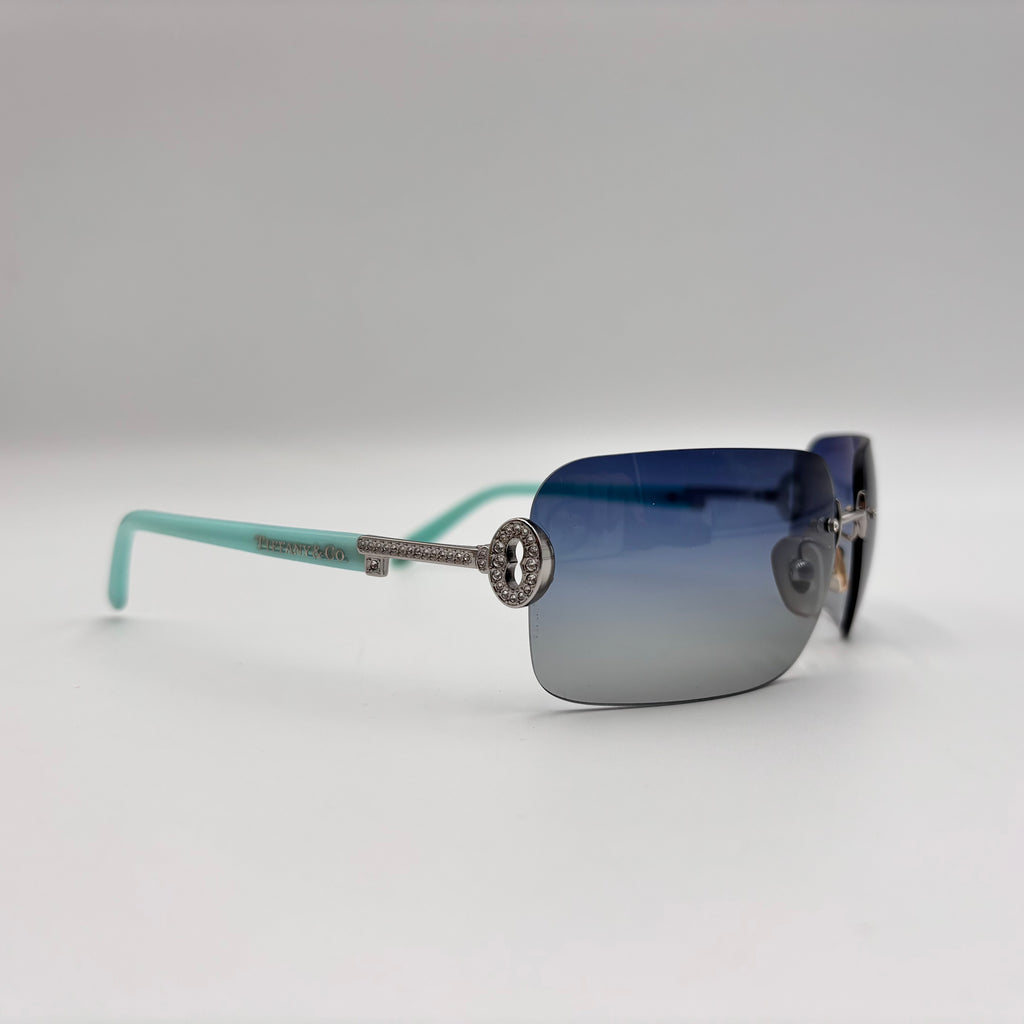 Tiffany & Co. Crystal Key Rimless Blue Gradient Sunglasses