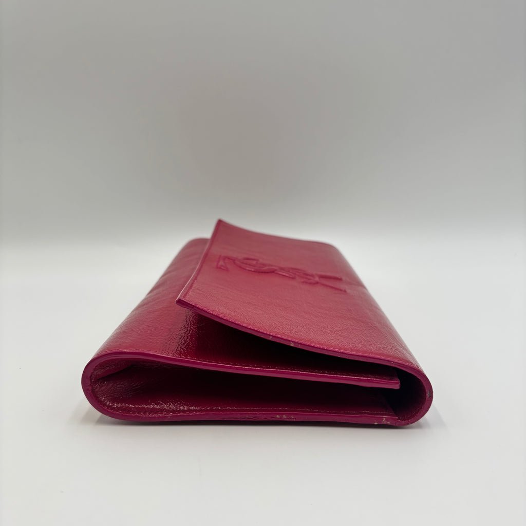 Saint Laurent Lipstick Fuchsia Calfskin Monogram Large Belle de Jour Clutch