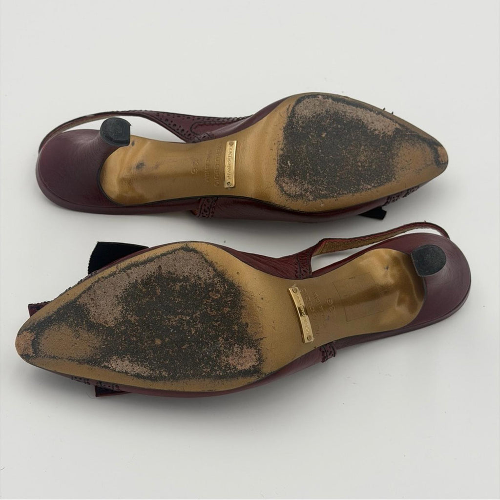 Dolce & Gabbana Burgundy Leather Slingback Heels – It 36