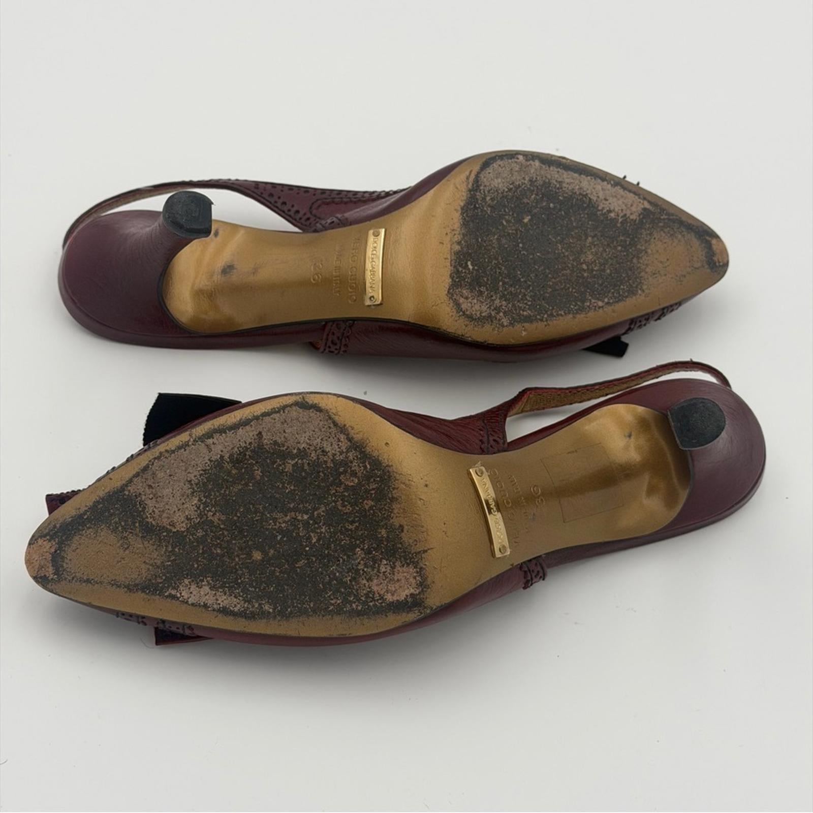 Dolce & Gabbana Burgundy Leather Slingback Heels – It 36