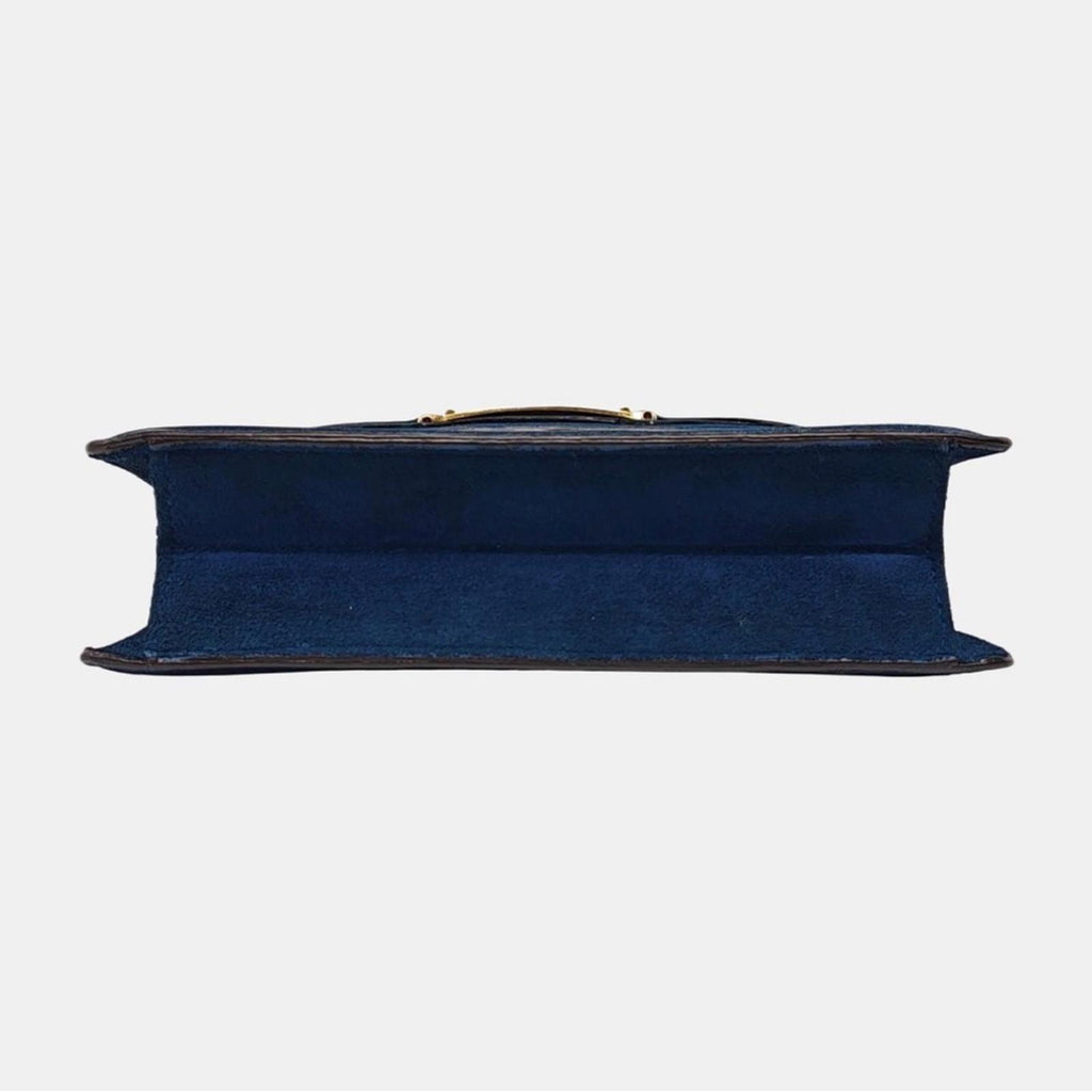 Gucci Blue Sapphire Suede Flap Shoulder Bag With Gold Chain