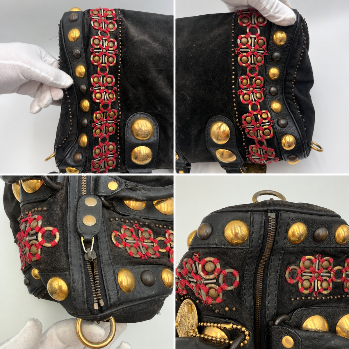 Gucci Babouska Embellished Black Suede Boston Bag by Frida Giannini – circa 2008