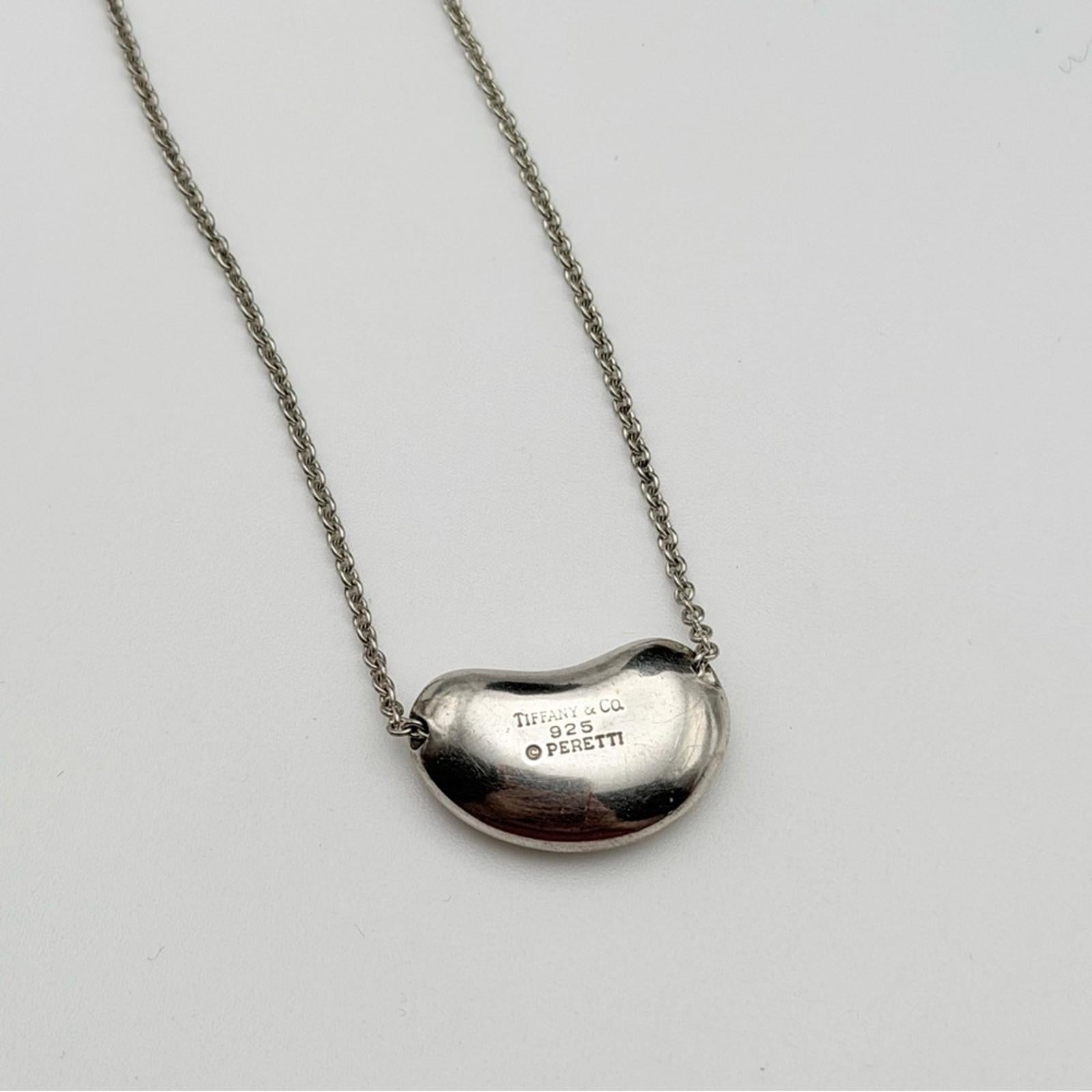 Tiffany & Co Elsa Peretti Bean Necklace Sterling Silver 925