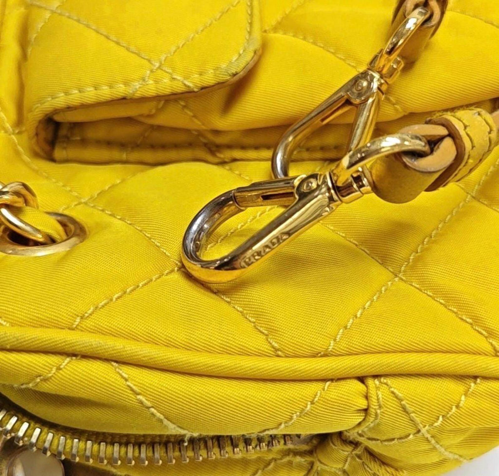 Prada Quilted Nylon Chain Shoulder Bag — Yellow