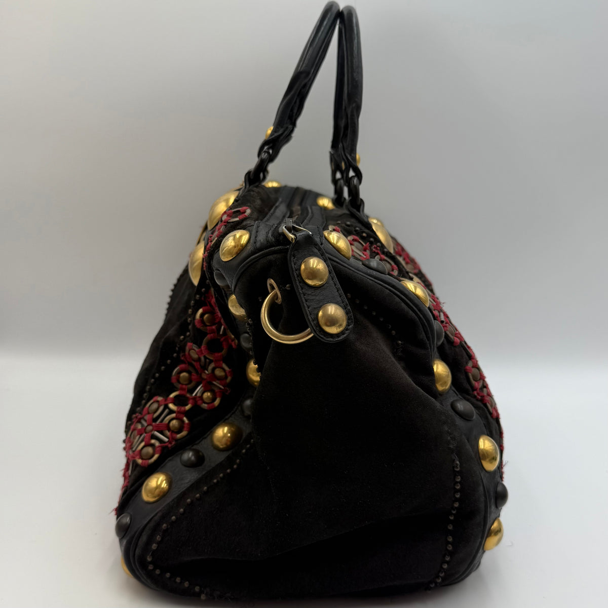 Gucci Babouska Embellished Black Suede Boston Bag by Frida Giannini – circa 2008
