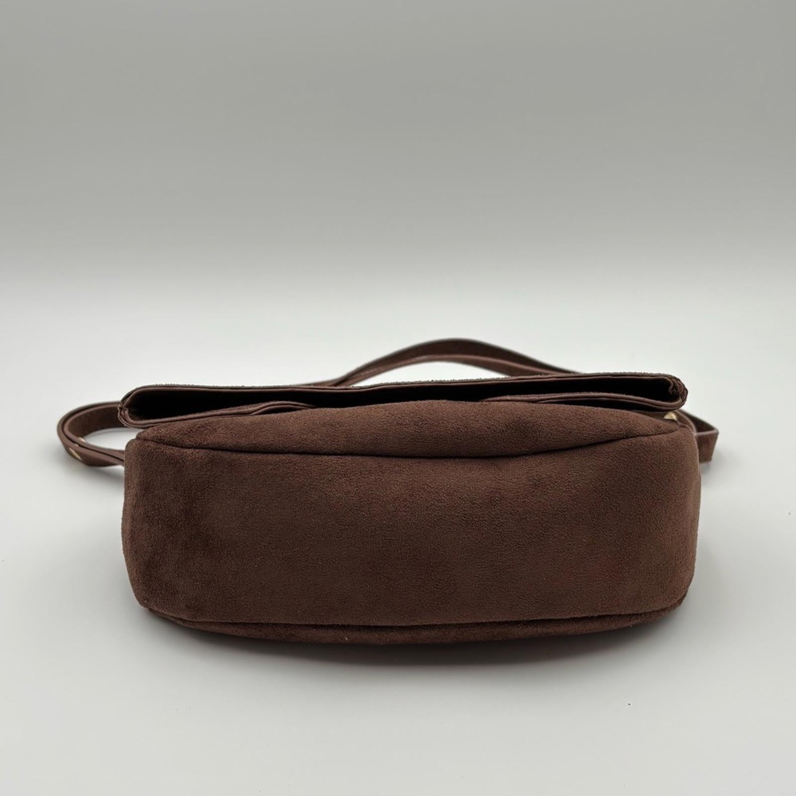 Vivienne Westwood Brown Suede Orb Shoulder Bag Vintage Logo Embossed