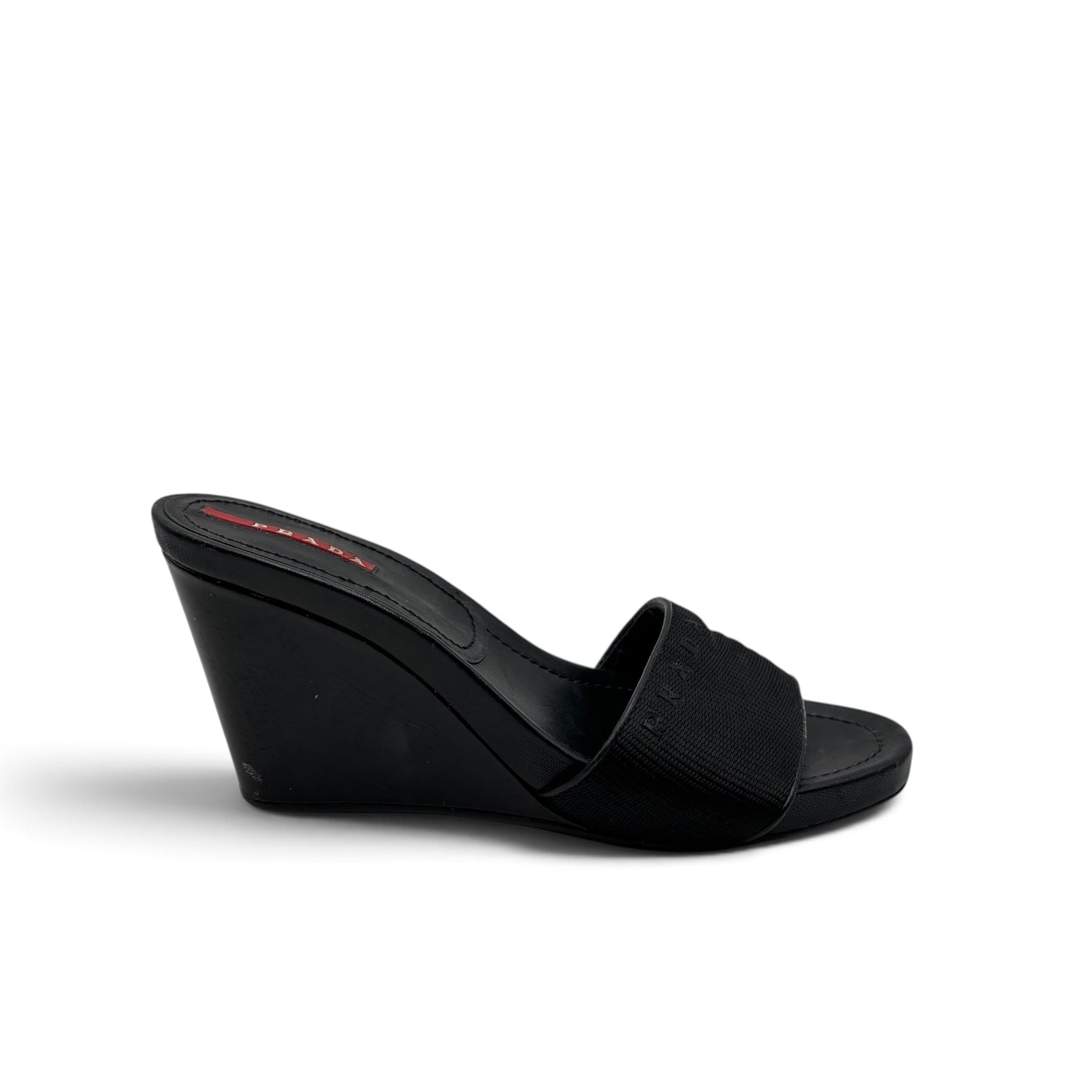 Prada Sport Grosgrain Logo Wedge Slide Sandals