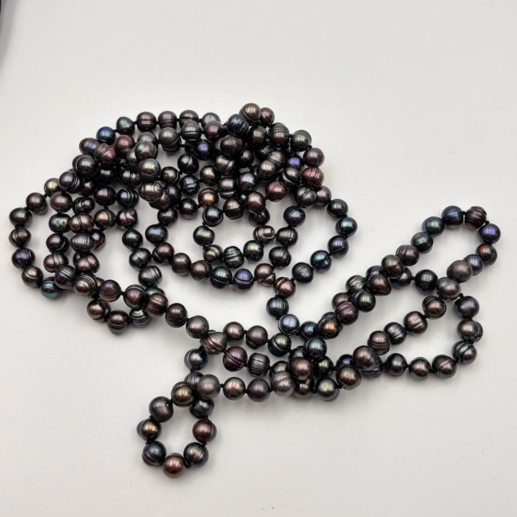 Freshwater Cultured Pearl Necklace – Peacock Overtone 64”