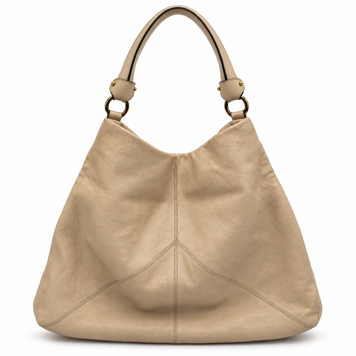 Salvatore Ferragamo Vara Ribbon Oversized Beige Leather Hobo Bag