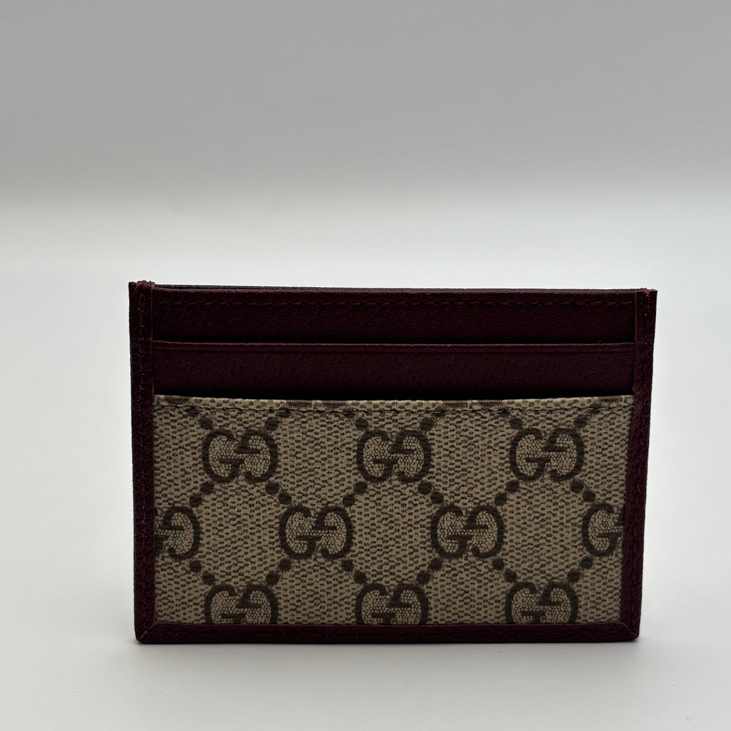 Gucci Ophidia GG Supreme Card Holder in Burgundy