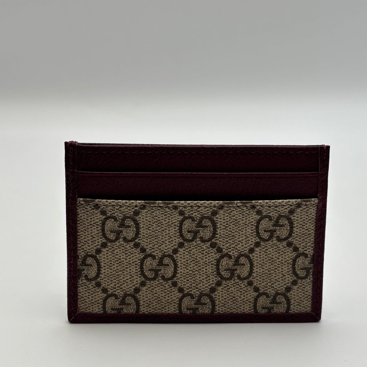 Gucci Ophidia GG Supreme Card Holder in Burgundy