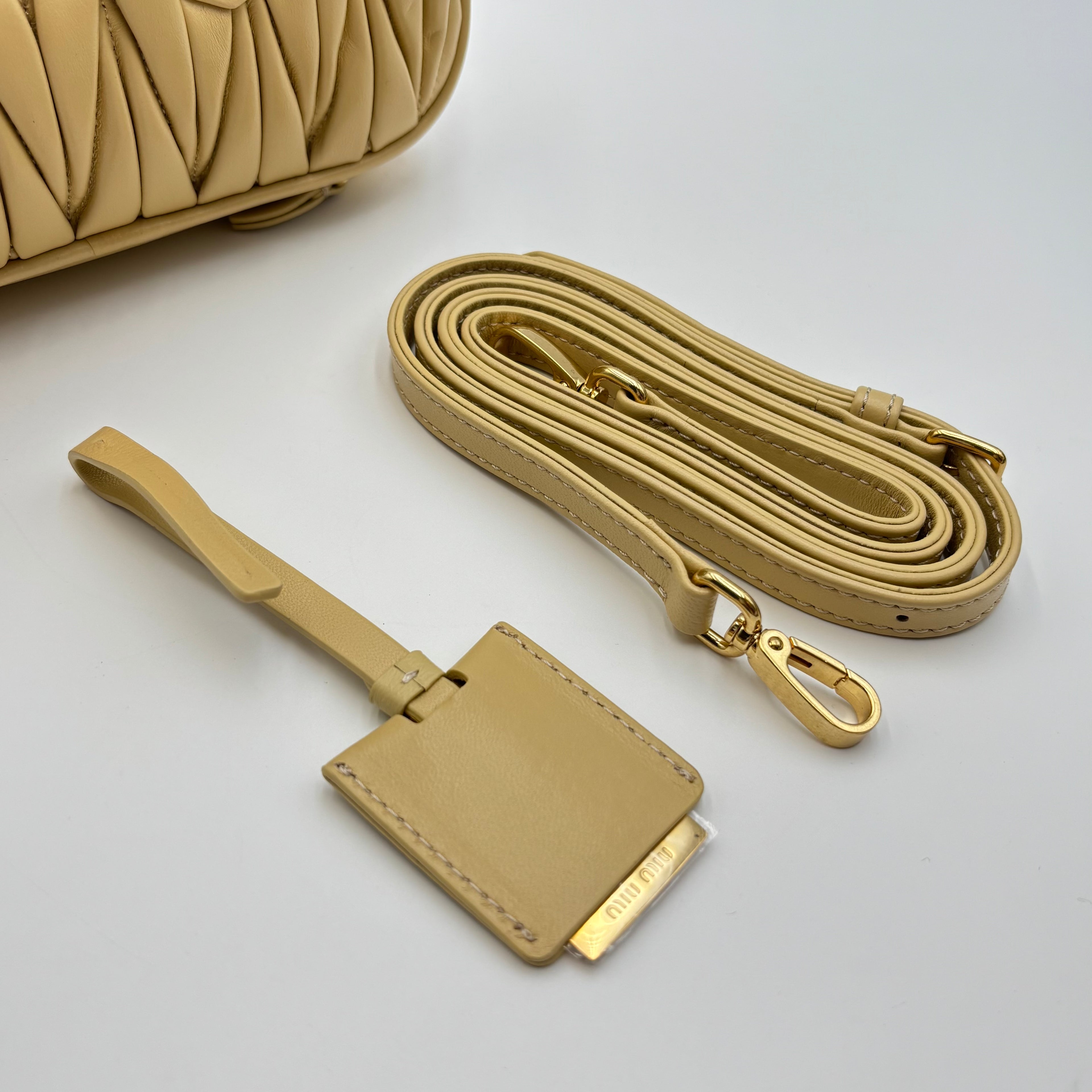 Miu Miu Arcadie Matelassé Nappa Leather Bag – Sand Beige