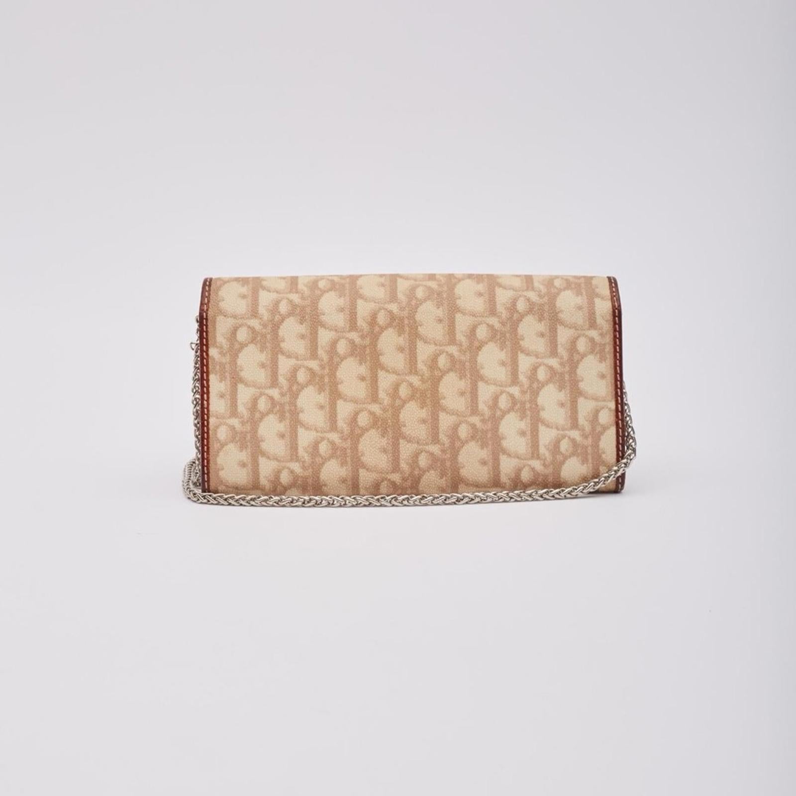 Christian Dior 
Rare Vintage Romantique Trotter Monogram Dior Wallet on Chain
