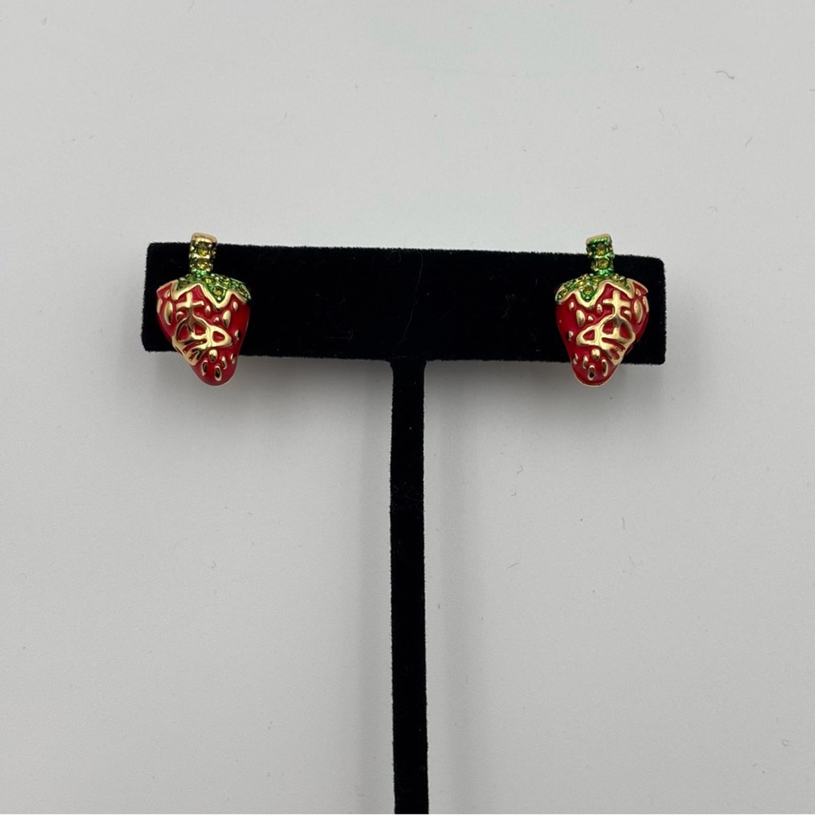 Vivienne Westwood Strawberry Enamel Gold-Tone Stud Earrings